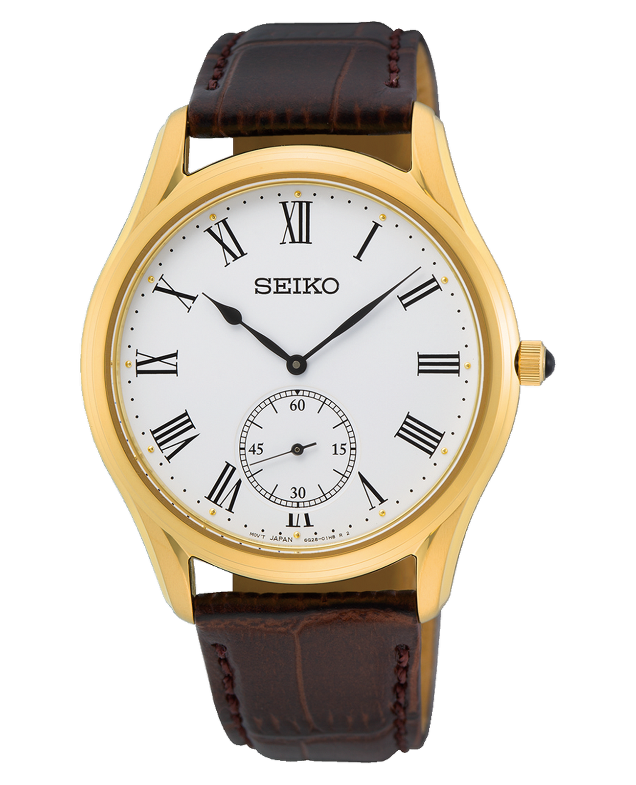 Seiko Seiko Conceptual Series Dress SRK050P1  SRK050P1 кварцевые мужские часы белый циферблат, браслет кожаный — вид спереди