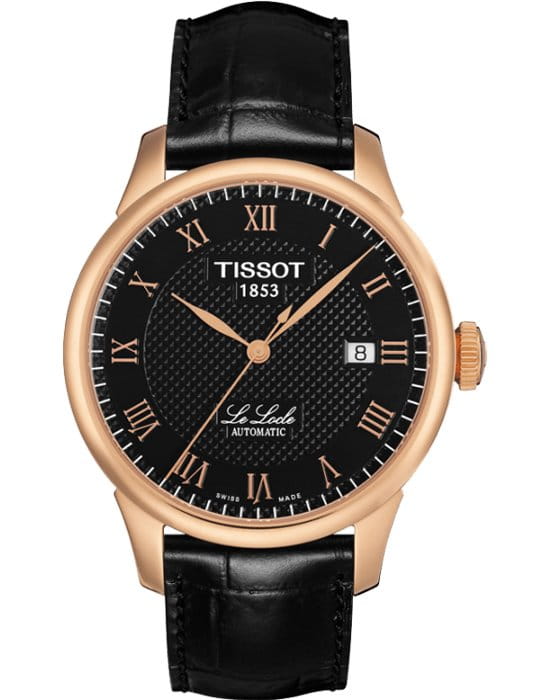 Tissot Tissot Le Locle Automatic T41.5.423.53 Le Locle Automatic T41542353 механические мужские часы черный циферблат, браслет кожаный — вид спереди