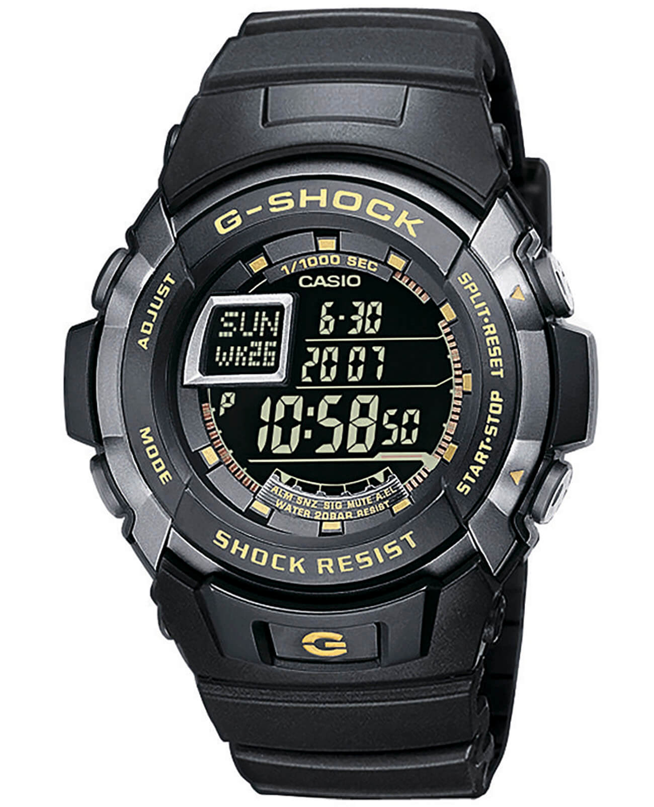 Casio Casio G-Shock G-7710-1 G G-7710-1E электронные мужские часы черный циферблат, браслет пластик — вид спереди
