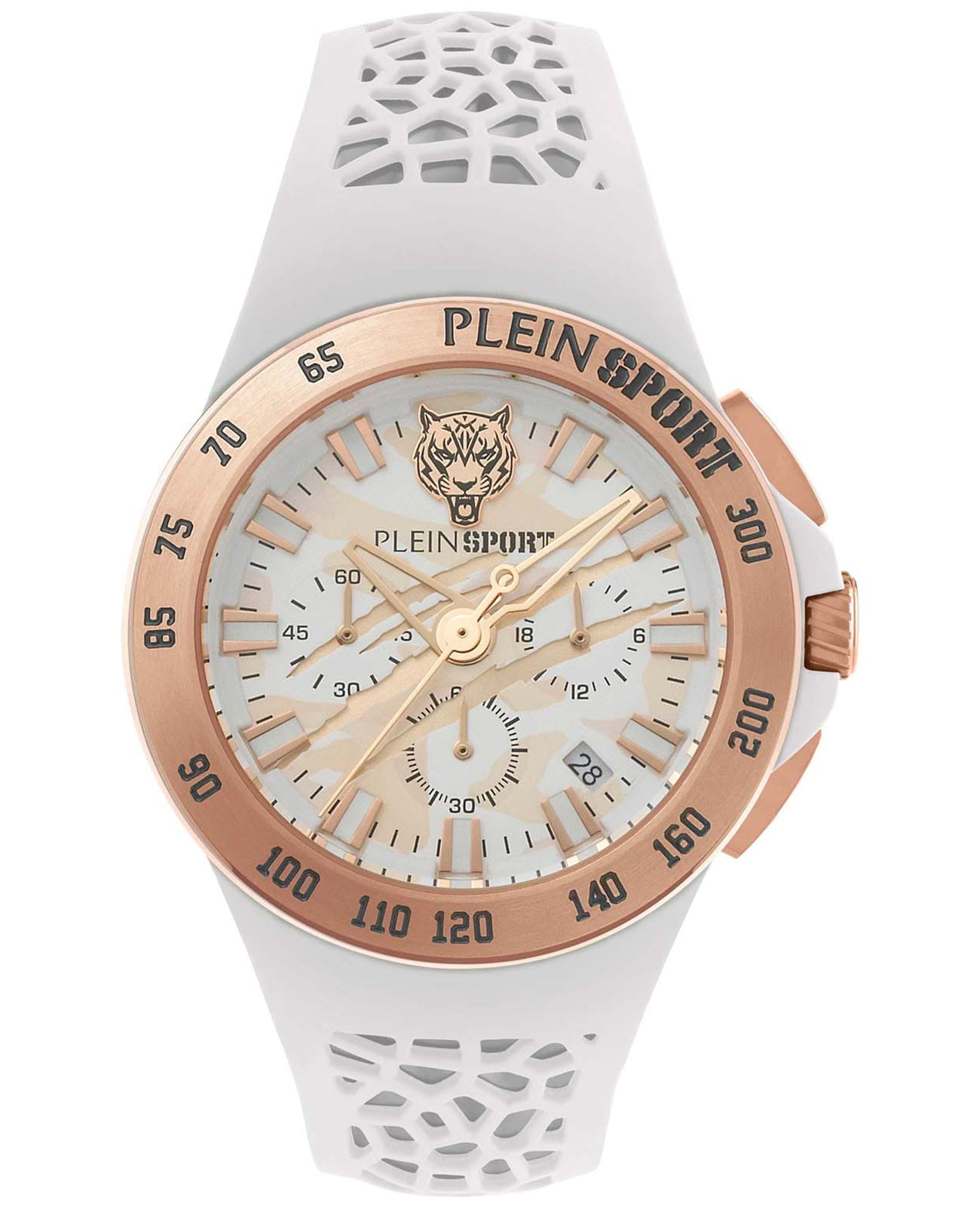 Plein Sport Plein Sport Thunderstorm Chrono PSABA0723  PSABA0723 кварцевые мужские часы белый циферблат, браслет силикон — вид спереди