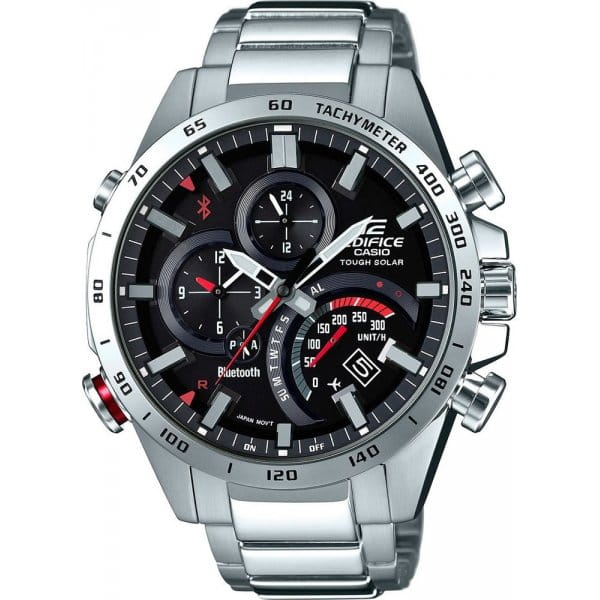 Casio Casio Edifice EQB-501XD-1A EQB EQB-501XD-1A кварцевые мужские часы черный циферблат, браслет нержавеющая сталь — вид спереди