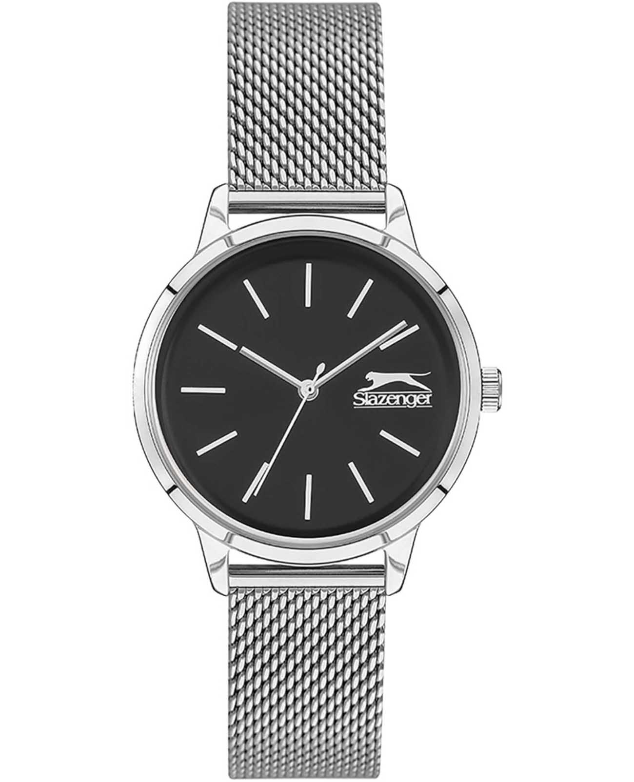 Slazenger Slazenger SL.09.2028.3.01  SL.09.2028.3.01 кварцевые женские часы черный циферблат, браслет суперметалл — вид спереди