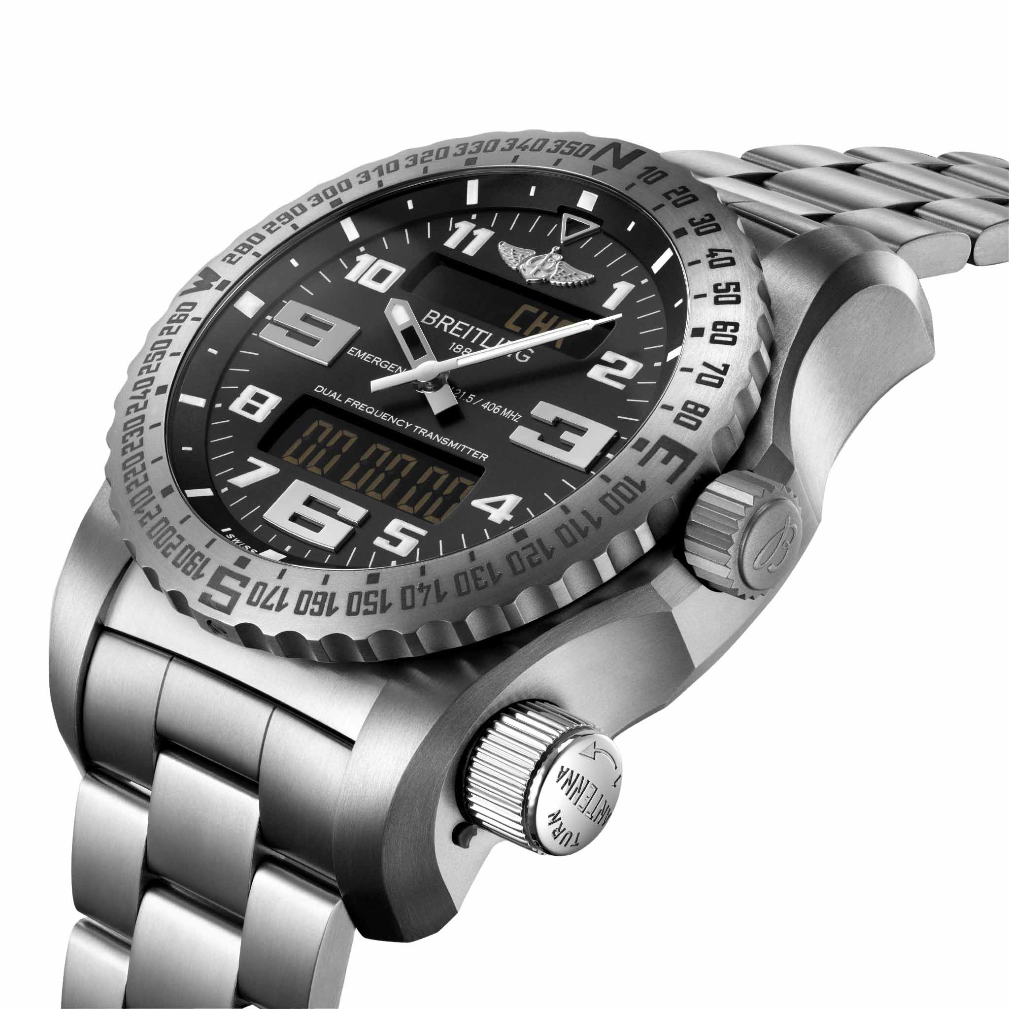 Breitling Breitling Emergency E76325221B1E1, professional швейцария мужские часы на браслете титановый боковой вид