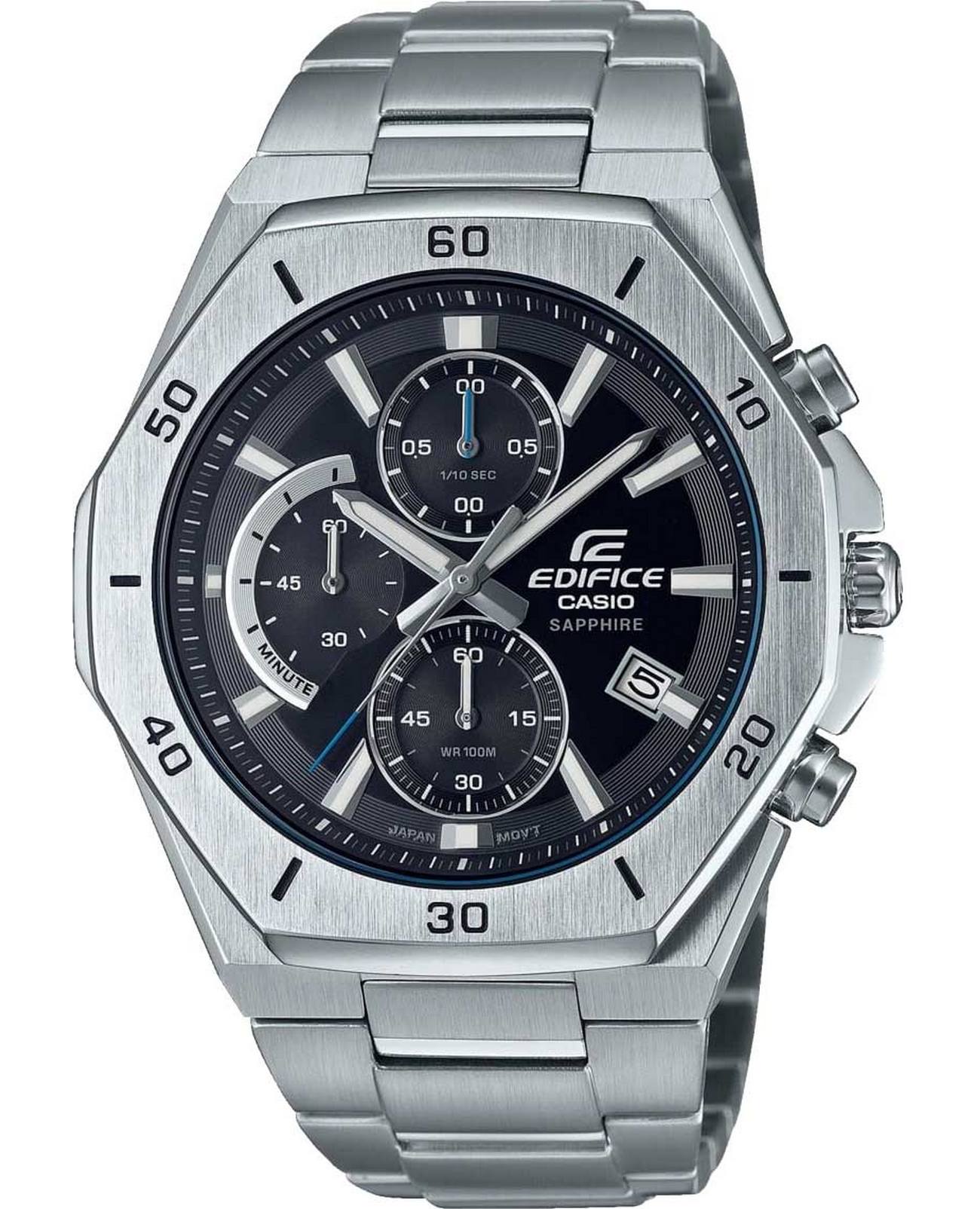 Casio Casio Edifice EFB-680D-1A  EFB-680D-1A кварцевые мужские часы синий циферблат, браслет нержавеющая сталь — вид спереди