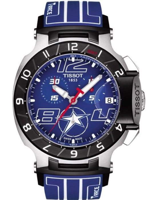 Tissot Tissot T-Race Nicky Hayden T048.417.27.047.00 T Race T0484172704700 кварцевые мужские часы синий циферблат, браслет карбон + полимер — вид спереди