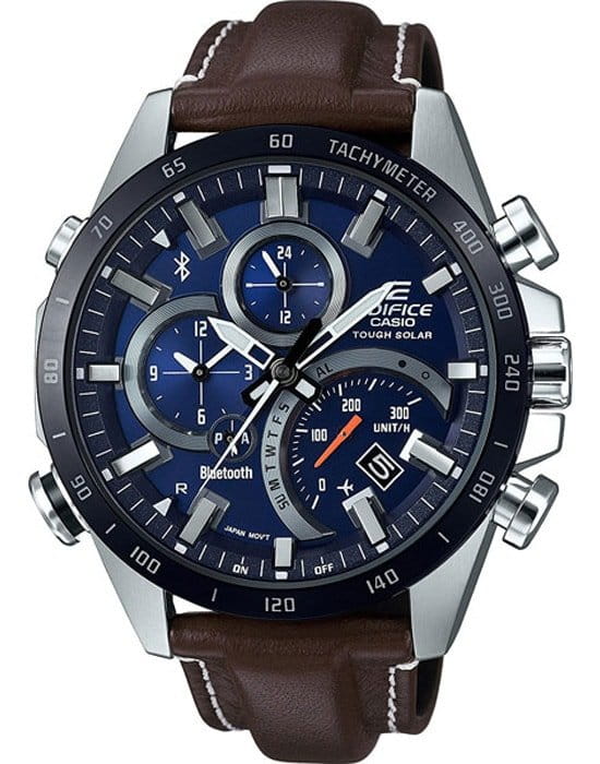 Casio Casio Edifice EQB-501XBL-2A EQB EQB-501XBL-2A кварцевые мужские часы синий циферблат, браслет карбон + полимер — вид спереди