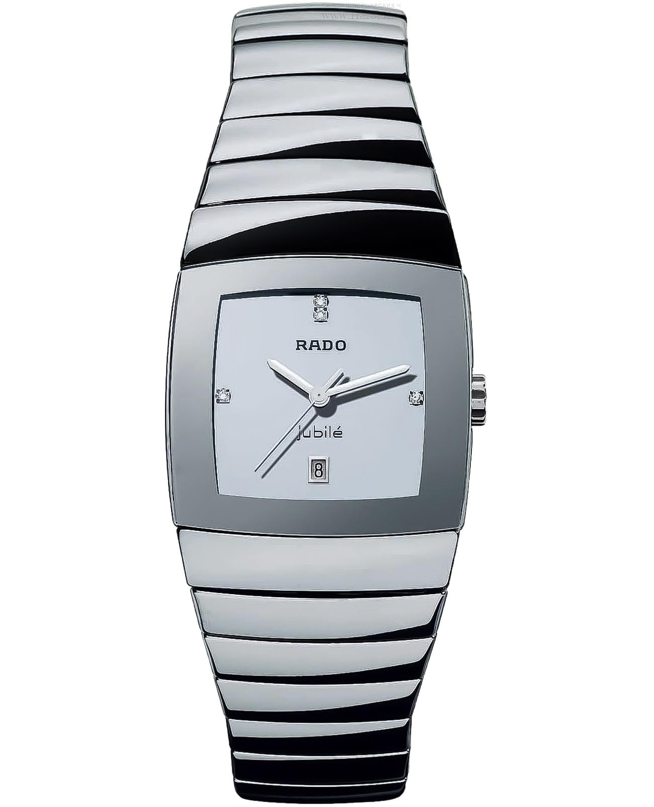 Rado Rado Sintra R13720702  R13720702 кварцевые мужские часы серебристый циферблат, браслет высокотехнологичная плазменная керамика + ceramos™ — вид спереди
