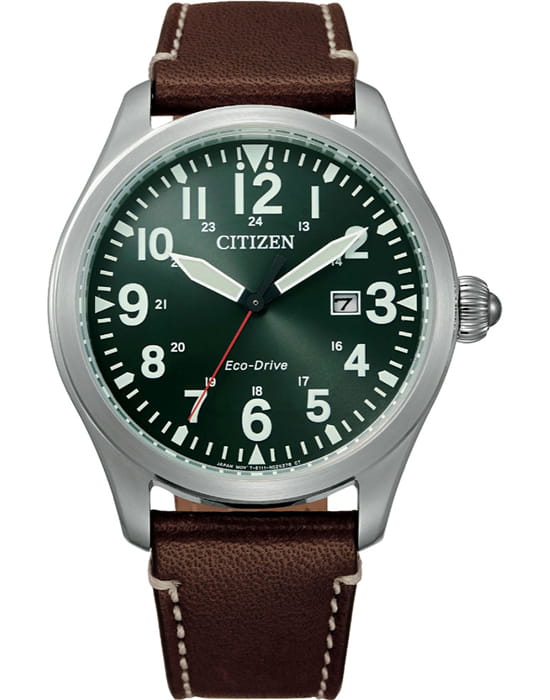 Citizen Citizen Eco-Drive BM6838-25X  BM6838-25X кварцевые мужские часы коричневый циферблат, браслет кожаный — вид спереди