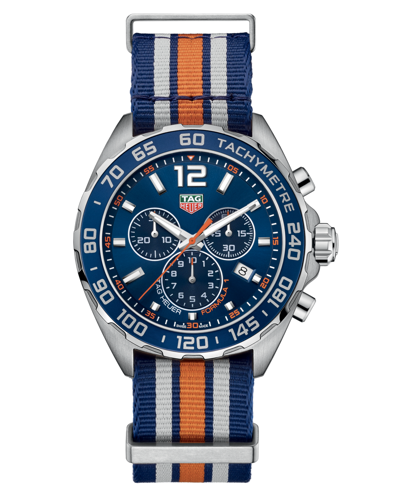 TAG Heuer TAG Heuer Formula 1 CAZ1014.FC8196  CAZ1014.FC8196 кварцевые мужские часы синий циферблат, браслет тканевый — вид спереди