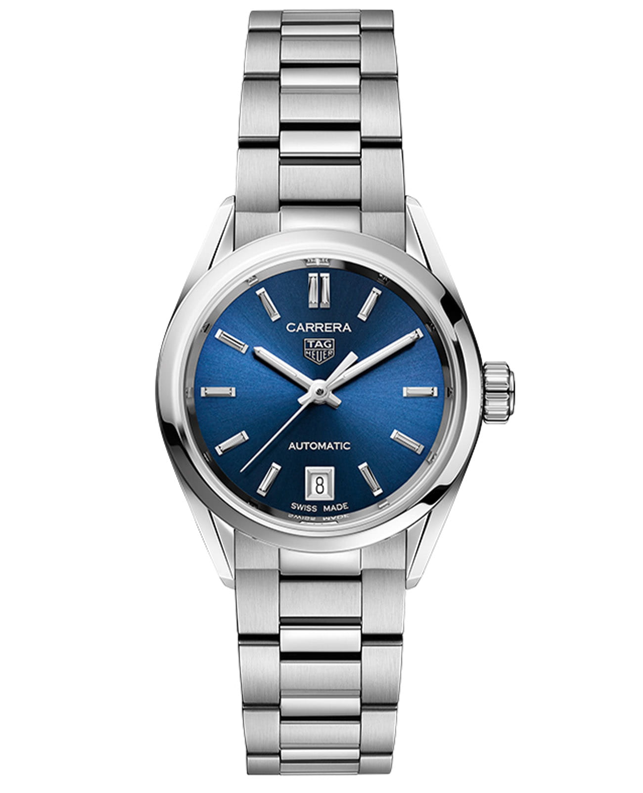 TAG Heuer TAG Heuer Carrera WBN2411.BA0621  WBN2411.BA0621 механические женские часы синий циферблат, браслет нержавеющая сталь — вид спереди