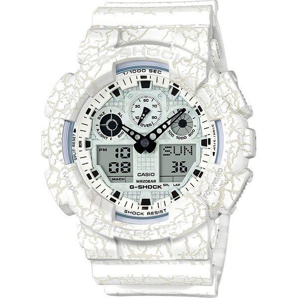 Casio Casio G-Shock GA-100CG-7A GA-100 GA-100CG-7A электронные мужские часы белый циферблат, браслет пластик — вид спереди