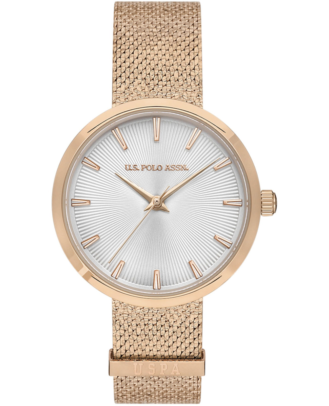 U.S. Polo Assn. U.S. Polo Assn. USPA2078-02  USPA2078-02 кварцевые женские часы золотой циферблат, браслет нержавеющая сталь с ip-покрытием — вид спереди