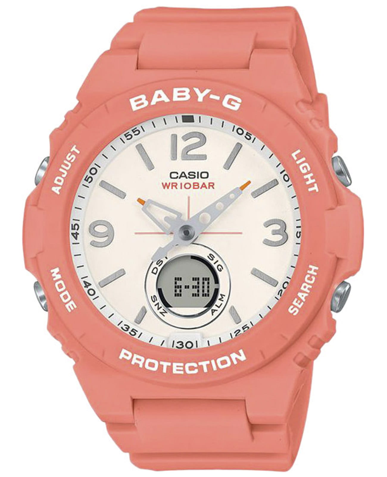 Casio Casio Baby-G BGA-260-4A  BGA-260-4AER кварцевые женские часы белый циферблат, браслет пластик — вид спереди