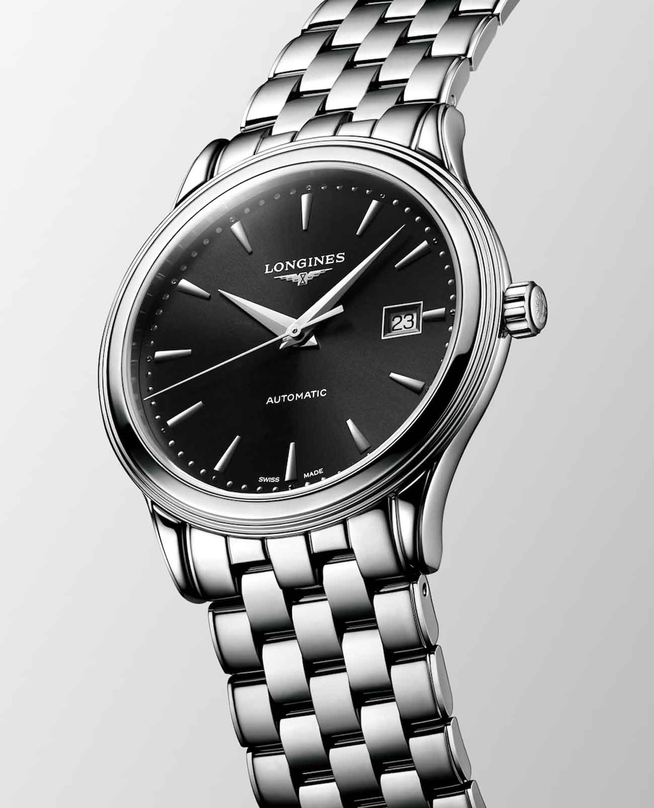 Longines Longines Flagship L4.984.4.59.6, flagship швейцария мужские часы на браслете нержавеющая сталь боковой вид