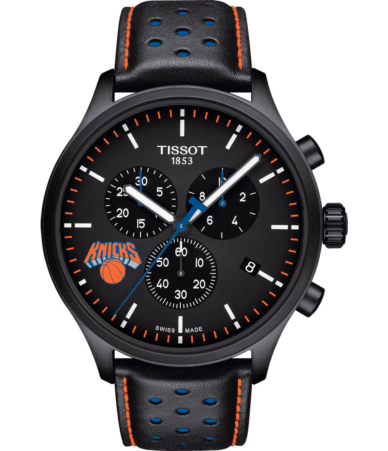 Tissot Tissot Chrono XL NBA T116.617.36.051.05 Chrono XL T1166173605105 кварцевые мужские часы черный циферблат, браслет кожаный — вид спереди