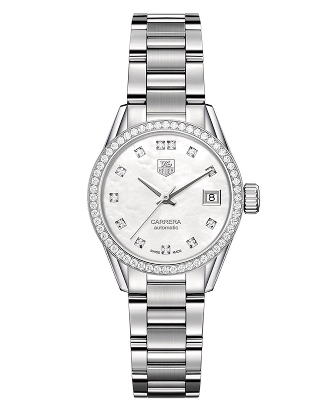 TAG Heuer TAG Heuer Carrera WAR2415.BA0776  WAR2415.BA0776 кварцевые женские часы перламутровый циферблат, браслет нержавеющая сталь — вид спереди