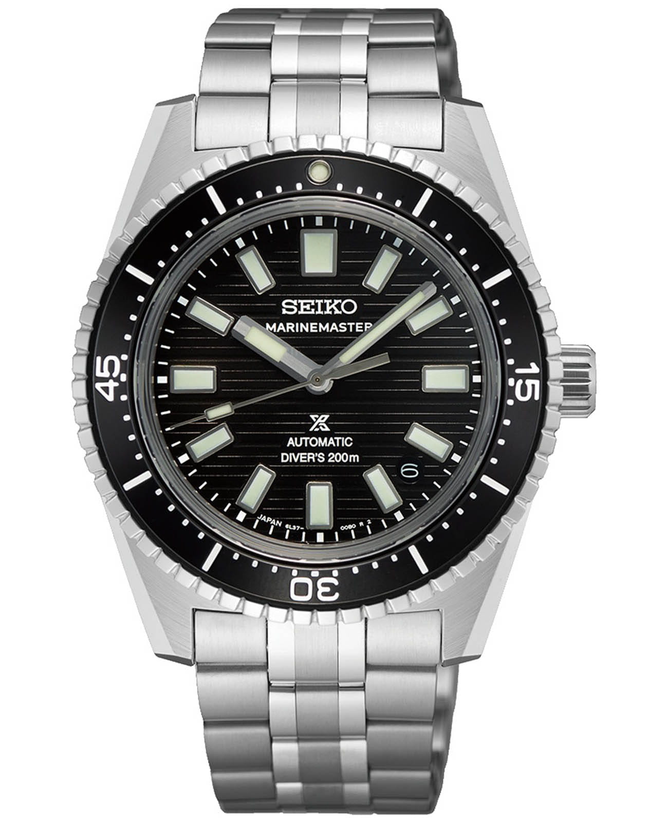 Seiko Seiko Prospex Marinemaster SJE101 Marinemaster SJE101 механические мужские часы черный циферблат, браслет нержавеющая сталь — вид спереди