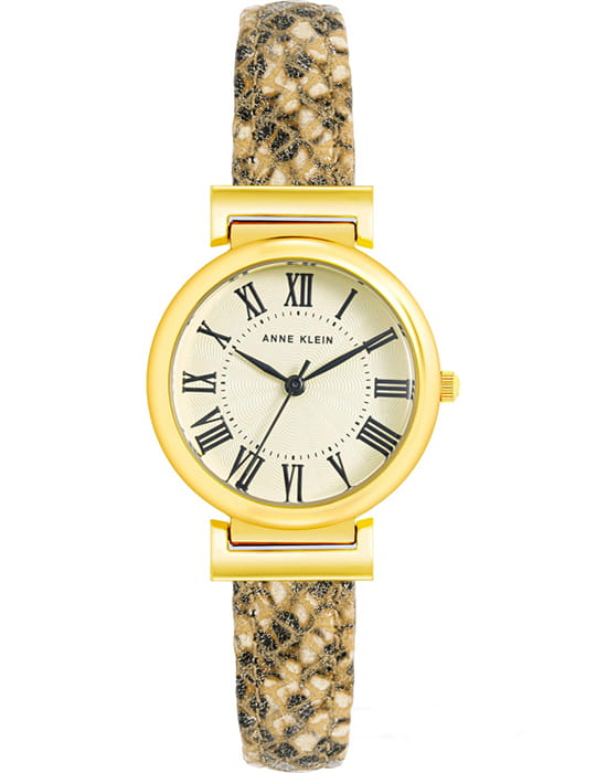 Anne Klein Anne Klein Classic 2246CRSN  2246CRSN кварцевые женские часы шампань циферблат, браслет кожаный — вид спереди