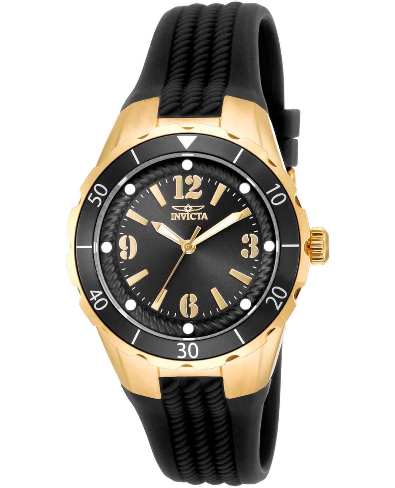 Invicta Invicta Angel IN17486  IN17486 кварцевые женские часы черный циферблат, браслет силикон — вид спереди