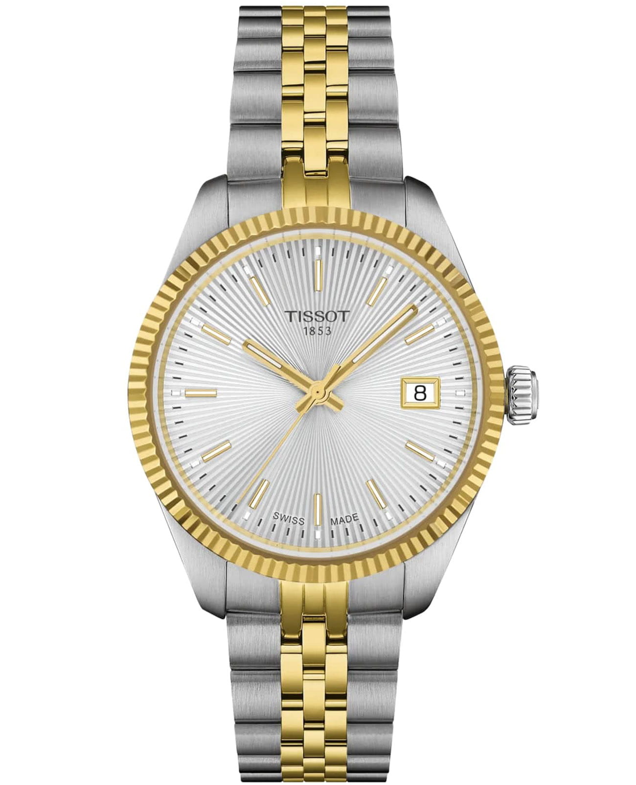 Tissot Tissot Ballade 34mm T156.210.22.031.00 Ballade T1562102203100 кварцевые мужские часы серебристый циферблат, браслет нержавеющая сталь с pvd-покрытием — вид спереди