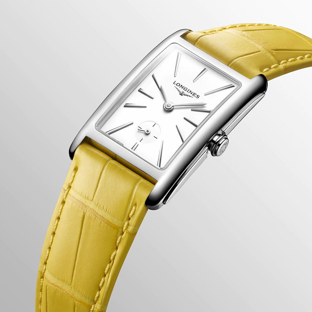 Longines Longines DolceVita L5.512.4.11.2, dolcevita швейцария женские часы на браслете кожаный боковой вид