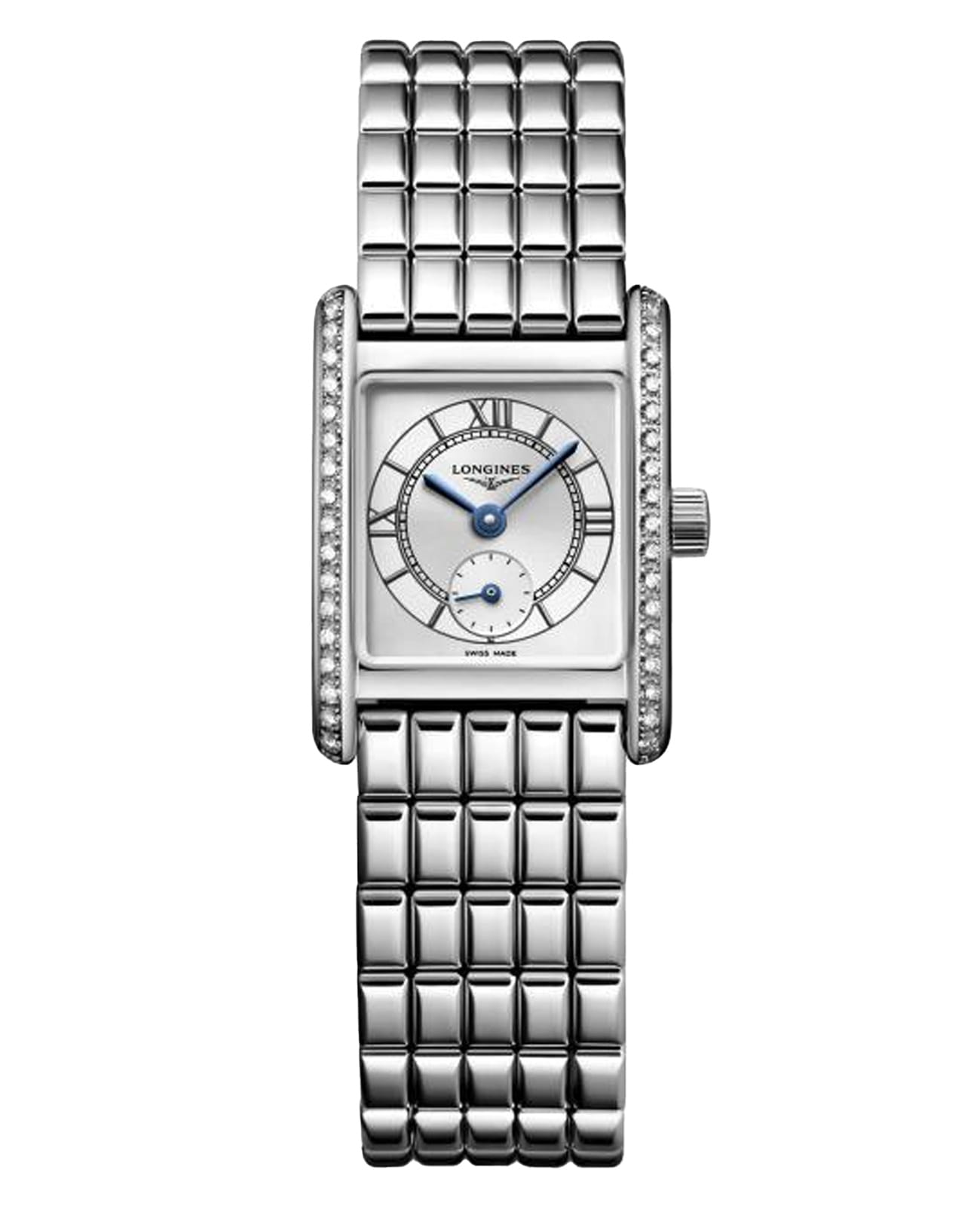 Longines Longines DolceVita L5.200.0.75.6  L52000756 кварцевые женские часы серебристый циферблат, браслет нержавеющая сталь — вид спереди