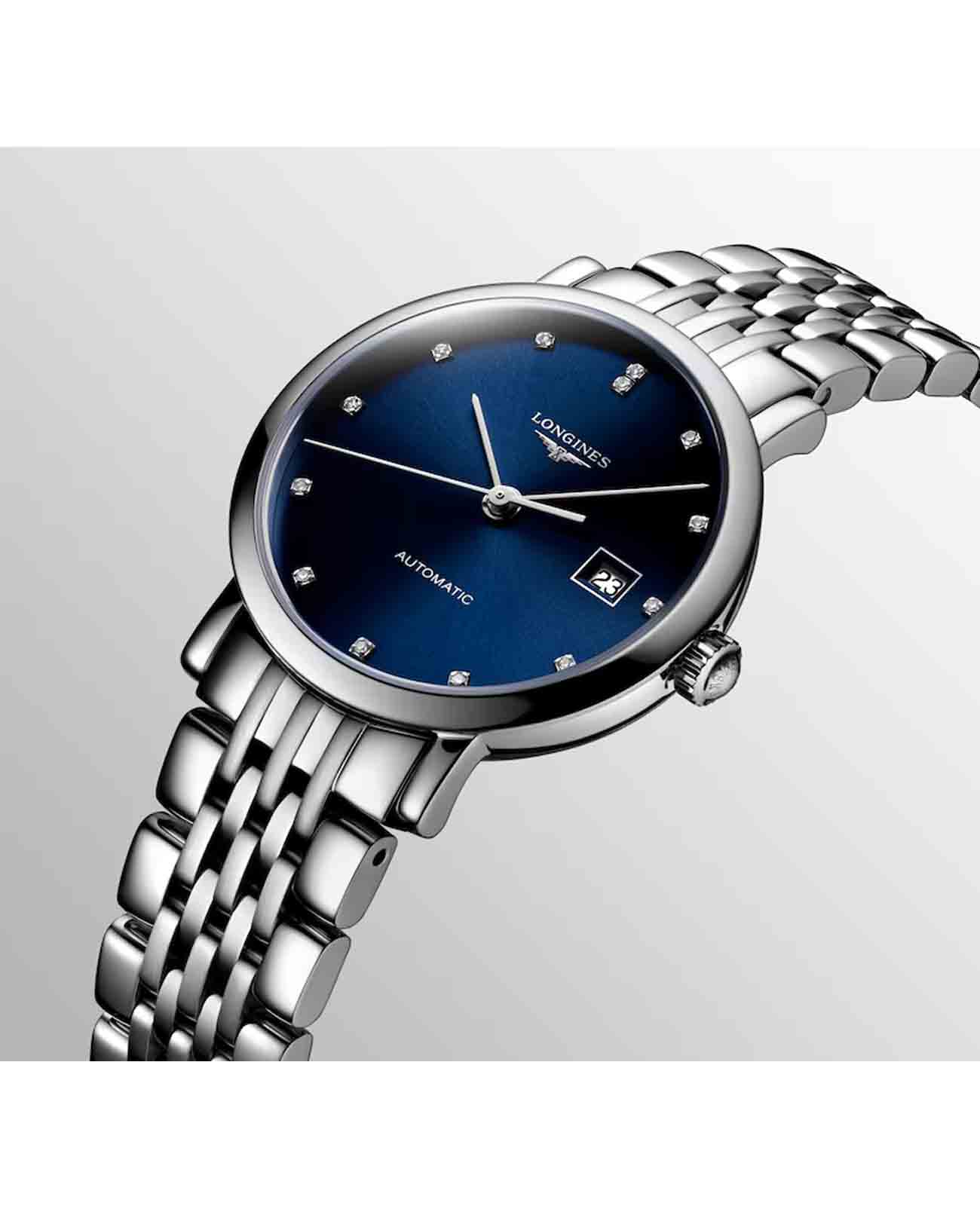 Longines Longines Elegant Collection L4.310.4.97.6 механические женские часы часы крупный план синий циферблата