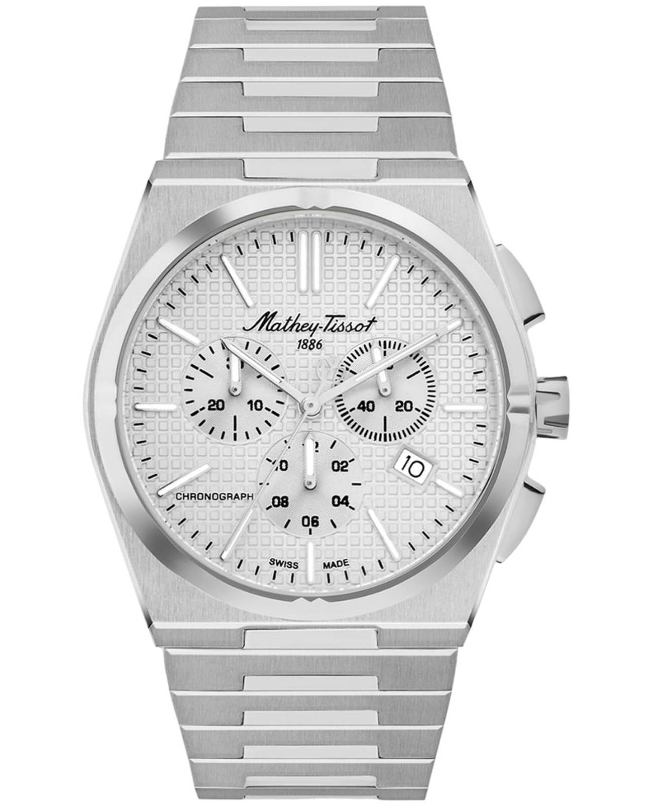 Mathey-Tissot Mathey-Tissot Zoltan H117CHRS-1  H117CHRS-1 кварцевые мужские часы серебристый циферблат, браслет нержавеющая сталь — вид спереди