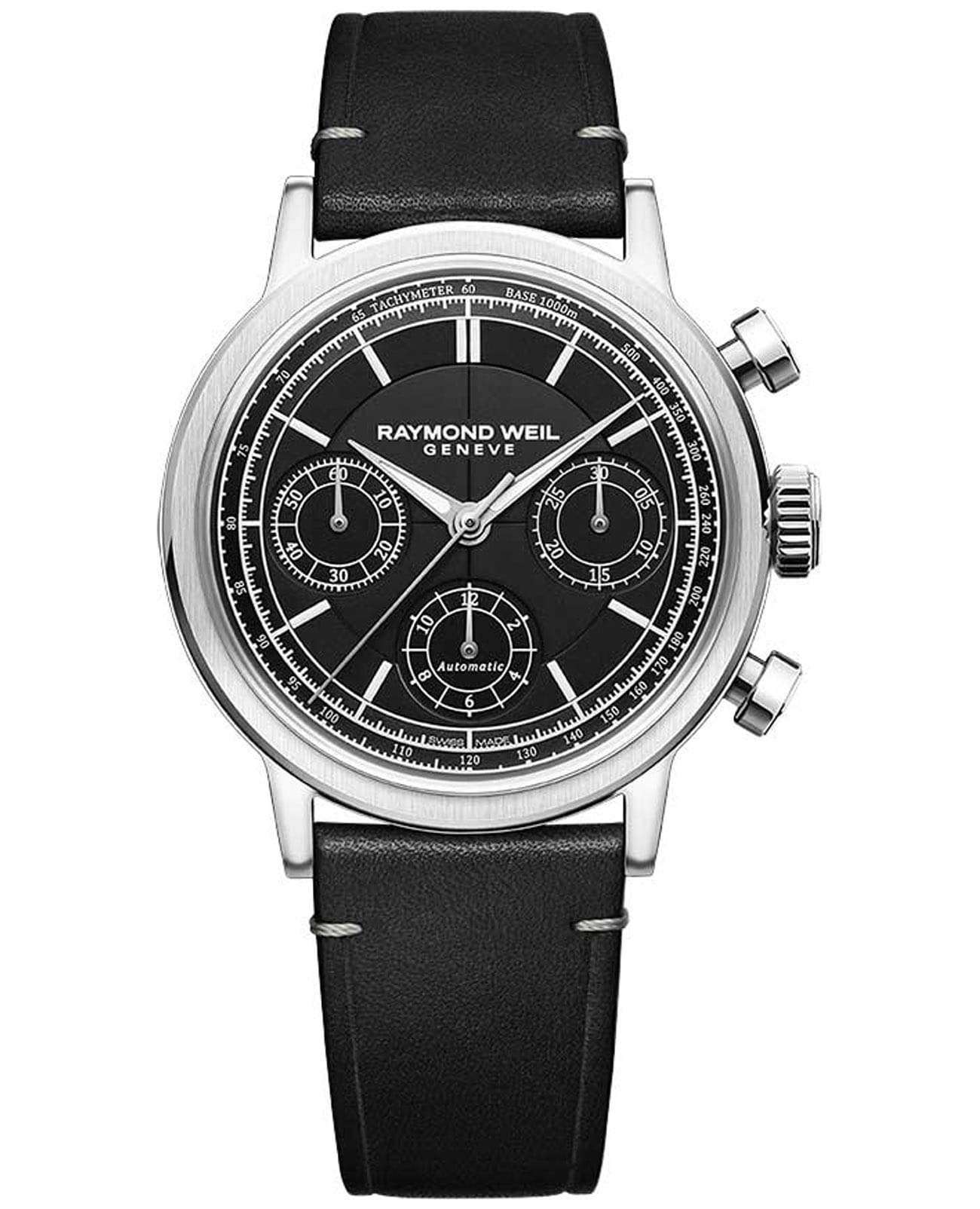 Raymond Weil Raymond Weil Millesime Tri-Compax 7765-STC-20001  7765-STC-20001 механические мужские часы черный циферблат, браслет кожаный — вид спереди