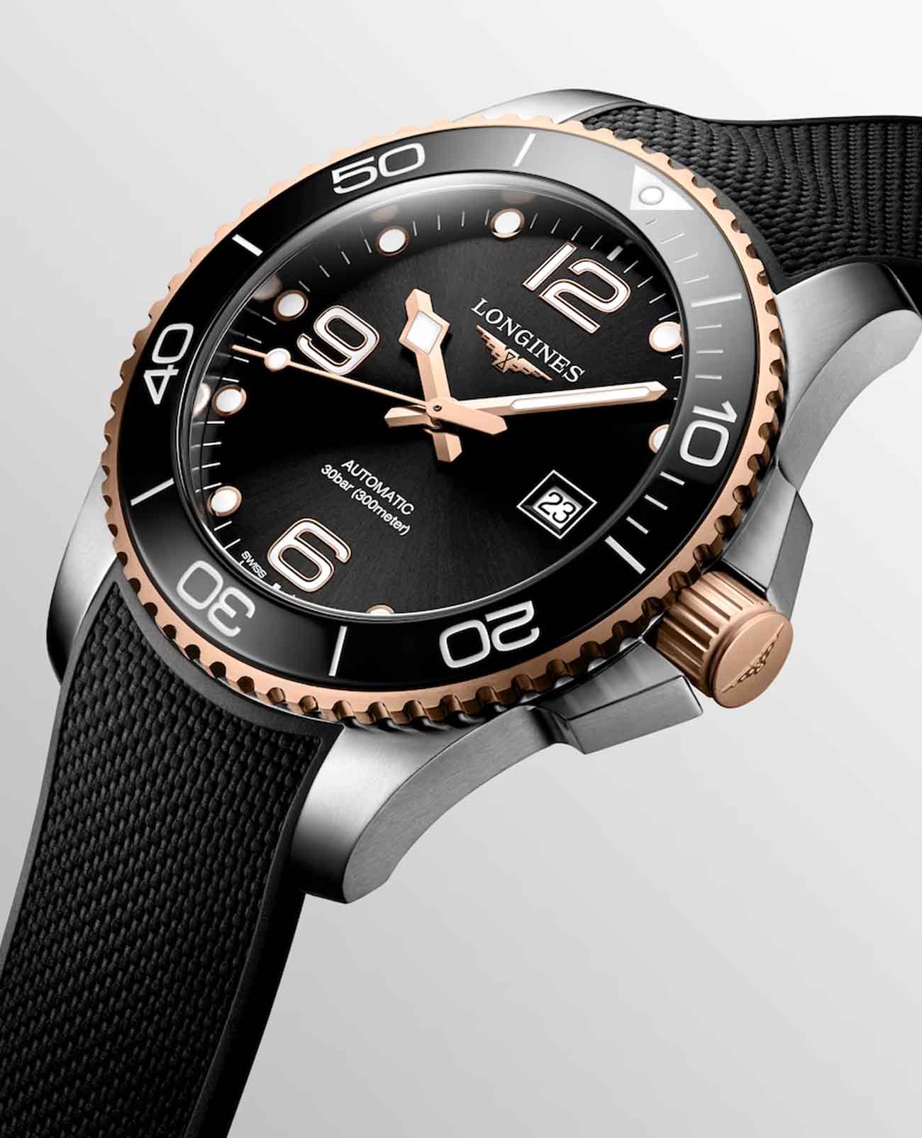 Longines Longines HydroConquest L3.782.3.58.9 мужские часы черный циферблат на запястье