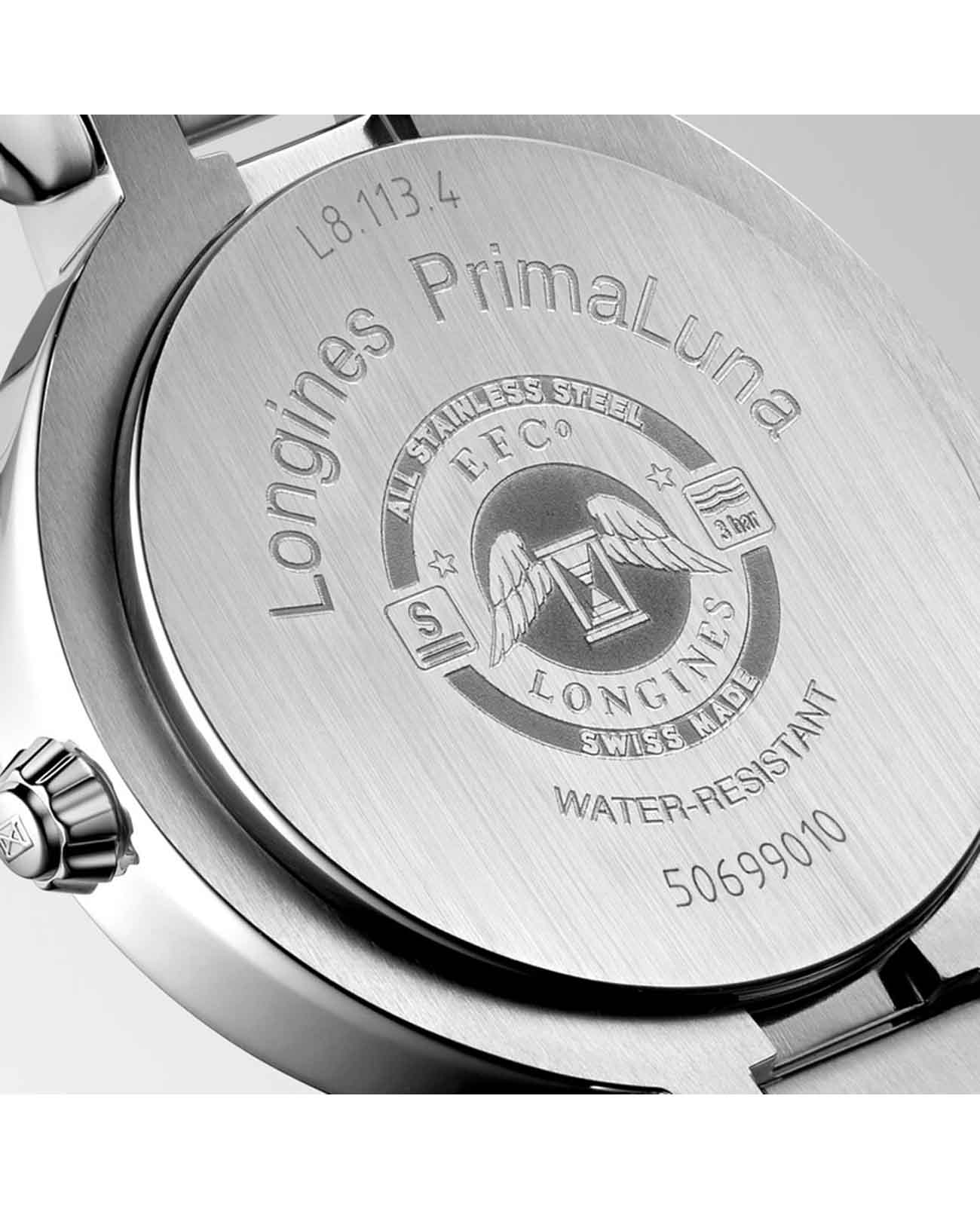 Longines Longines PrimaLuna L8.113.4.90.6 механические женские часы часы крупный план голубой циферблата