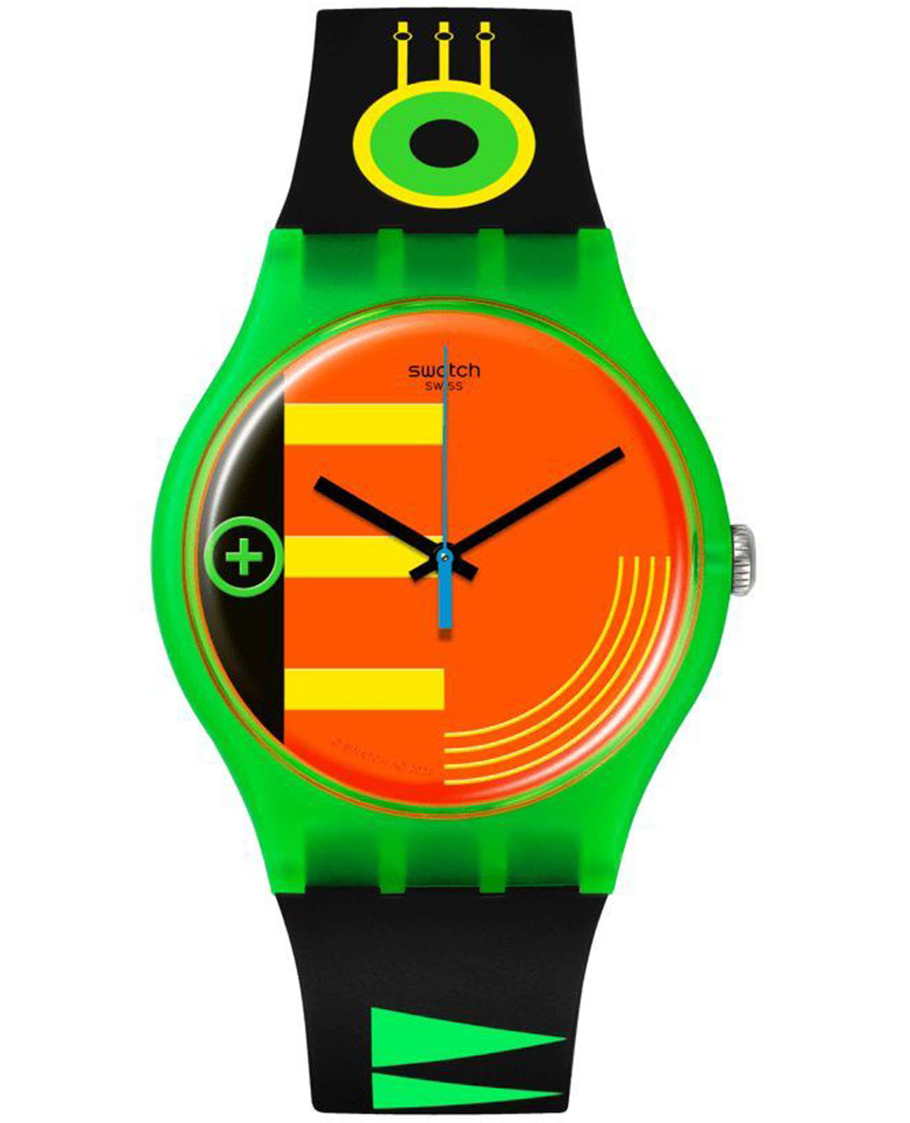 Swatch Swatch New Gent Biosourced SO29G106  SO29G106 кварцевые мужские часы оранжевый циферблат, браслет силикон — вид спереди