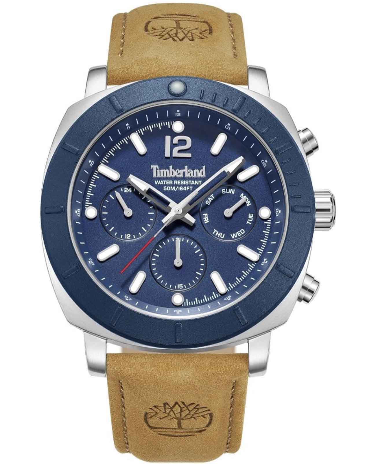 Timberland Timberland TDWGF0074901  TDWGF0074901 кварцевые мужские часы синий циферблат, браслет кожаный — вид спереди