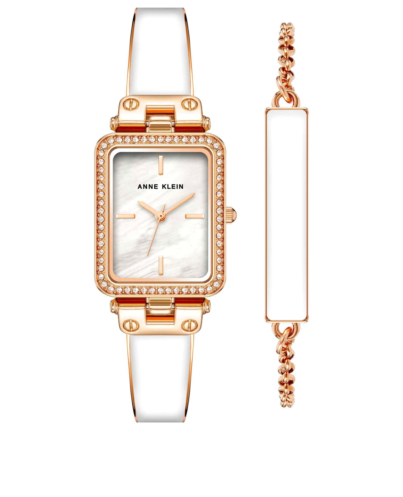 Anne Klein Anne Klein Classic 3898WTST  3898WTST кварцевые женские часы черный циферблат, браслет сталь c pvd покрытием — вид спереди