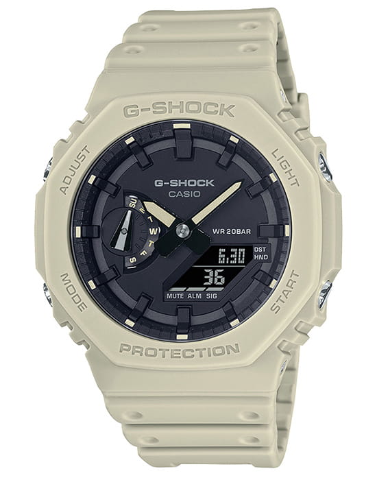 Casio Casio G-Shock GA-2100-5A GA-2100 GA-2100-5A электронные мужские часы черный циферблат, браслет пластик — вид спереди
