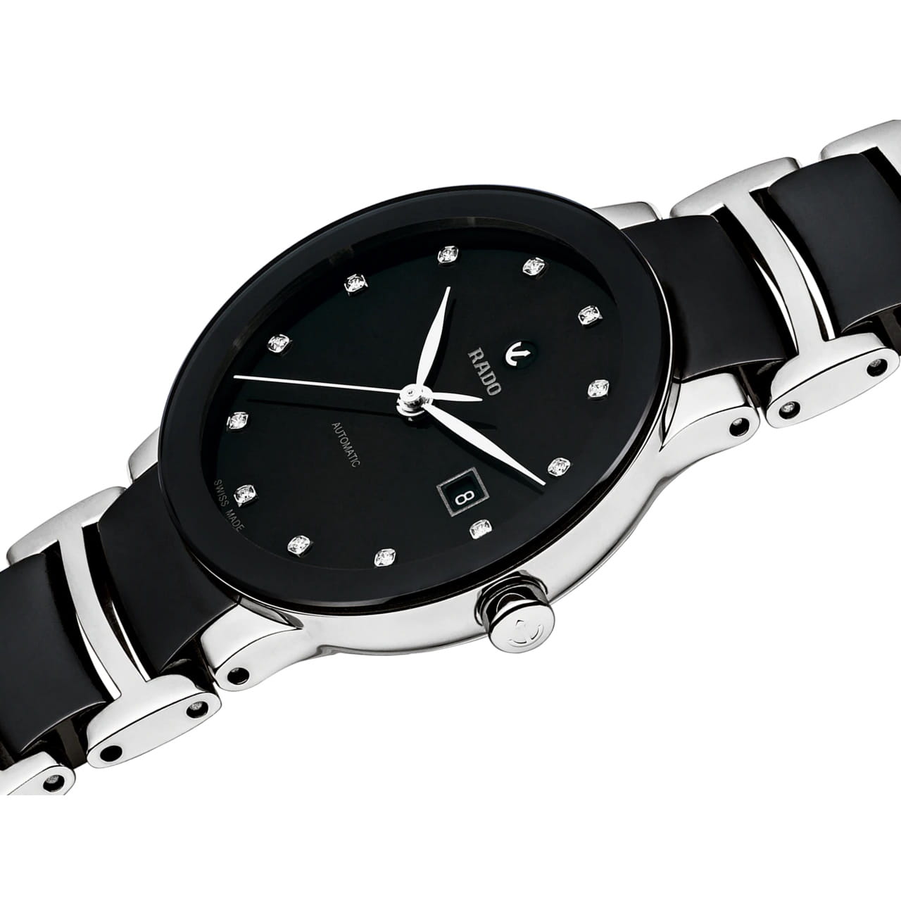 Rado Rado Centrix Automatic Diamonds R30009752, centrix швейцария женские часы на браслете сталь + керамические вставки боковой вид