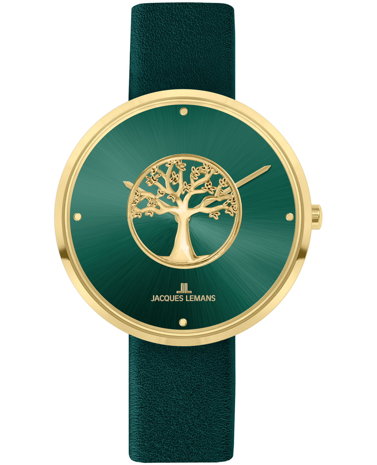 Jacques Lemans Jacques Lemans Design Collection 1-2092J  1-2092J кварцевые женские часы зеленый циферблат, браслет кожаный — вид спереди