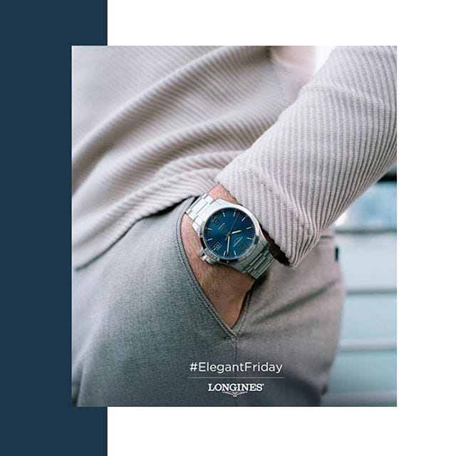 Longines  Longines Conquest V.H.P. L3.726.4.96.6 мужские часы синий циферблат на запястье