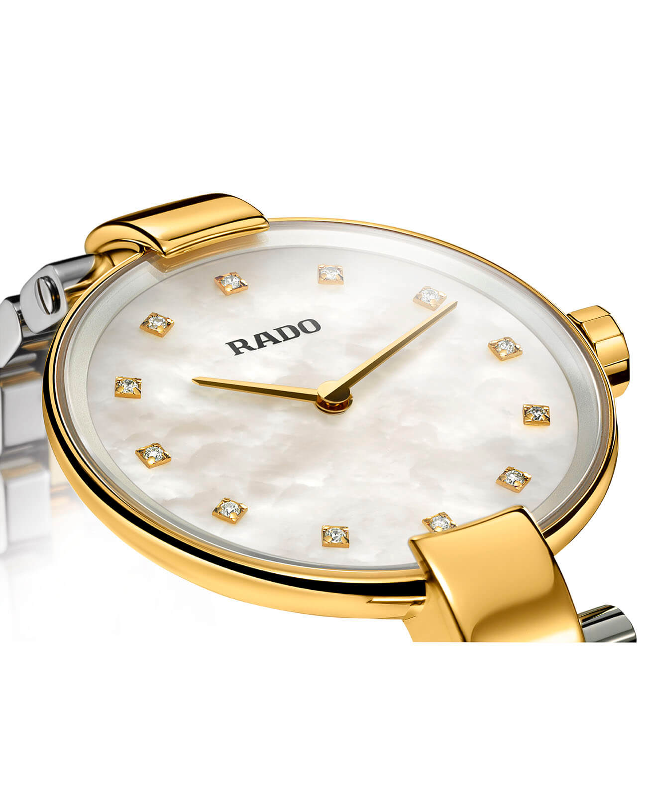 Rado Rado Coupole Diamonds R22887929, coupole швейцария женские часы на браслете сталь c pvd покрытием боковой вид