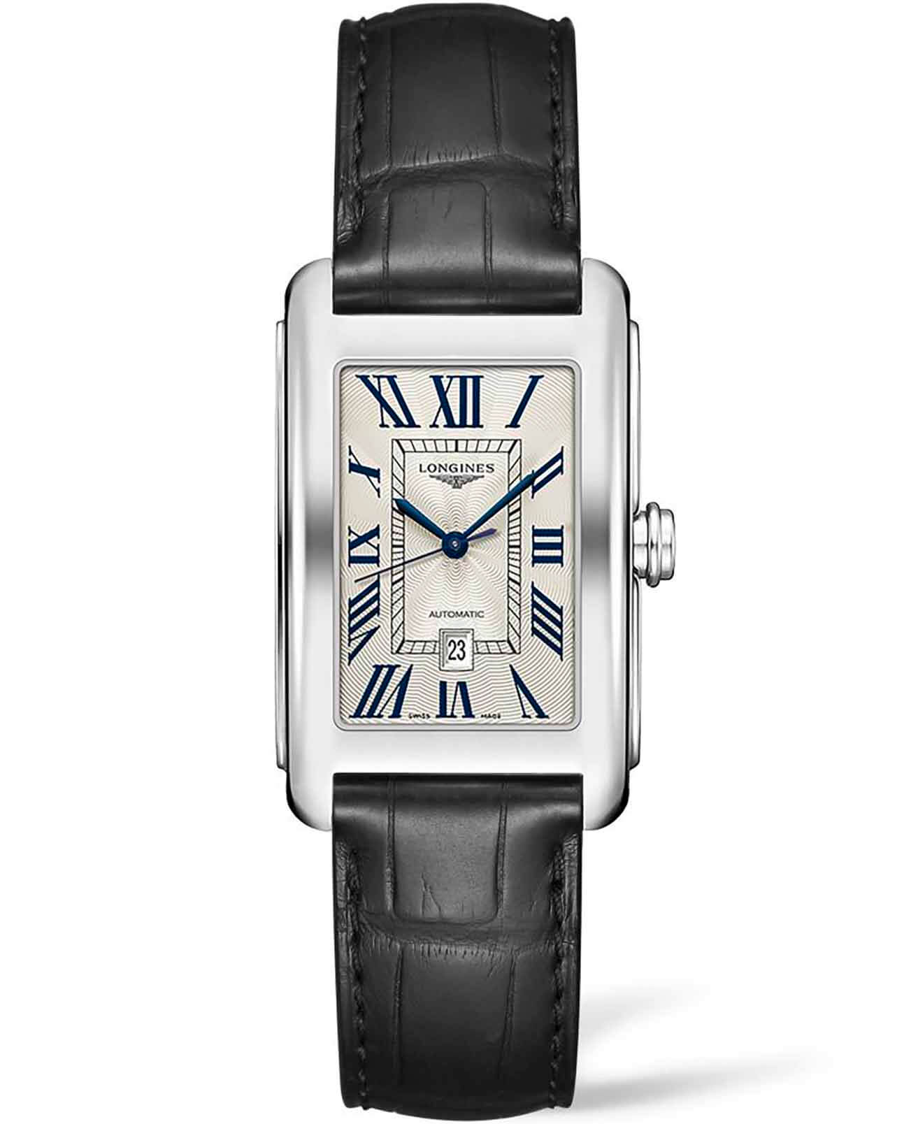 Longines Longines DolceVita L5.757.4.71.0  L57574710 механические женские часы серебристый циферблат, браслет кожаный — вид спереди
