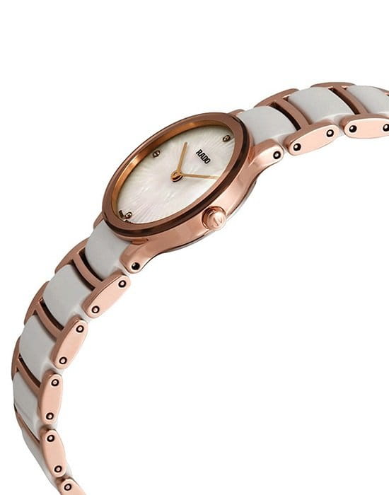 Rado Rado Centrix Diamonds R30186902, centrix швейцария женские часы на браслете сталь + pvd + керамика боковой вид
