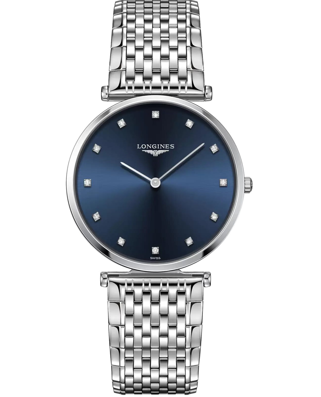 Longines Longines La Grande Classique  L4.755.4.97.6  L47554976 кварцевые женские часы синий циферблат, браслет нержавеющая сталь — вид спереди