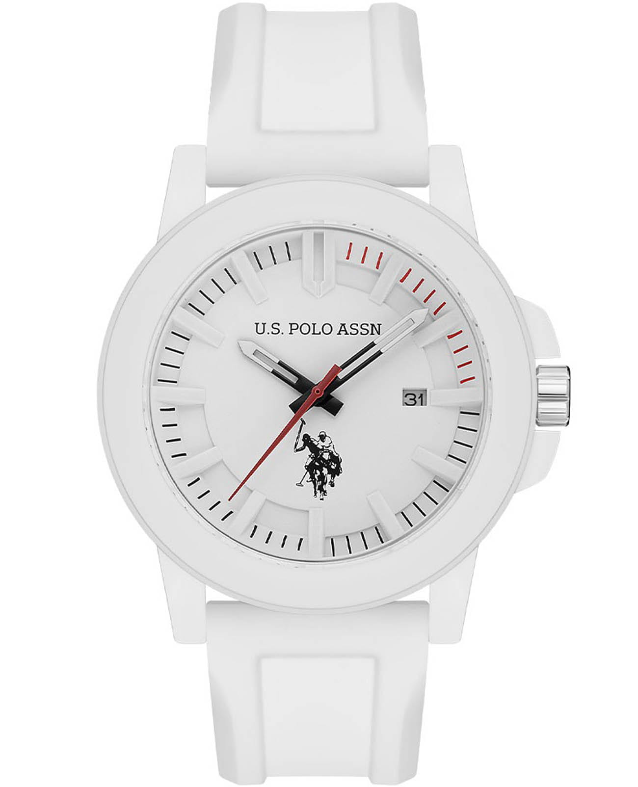 U.S. Polo Assn. U.S. Polo Assn. Yard USPA1029-09  USPA1029-09 кварцевые мужские часы белый циферблат, браслет силикон — вид спереди