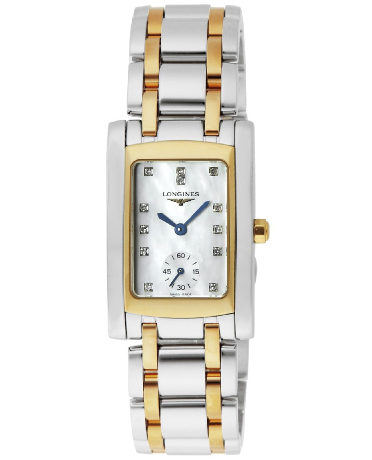 Longines Longines DolceVita L5.502.5.08.7  L55025087 кварцевые женские часы перламутровый циферблат, браслет нержавеющая сталь + золото 18к — вид спереди