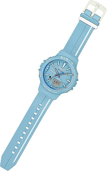 Casio Casio Baby-G Step Tracker BGS-100RT-2A кварцевые женские часы часы крупный план голубой циферблата