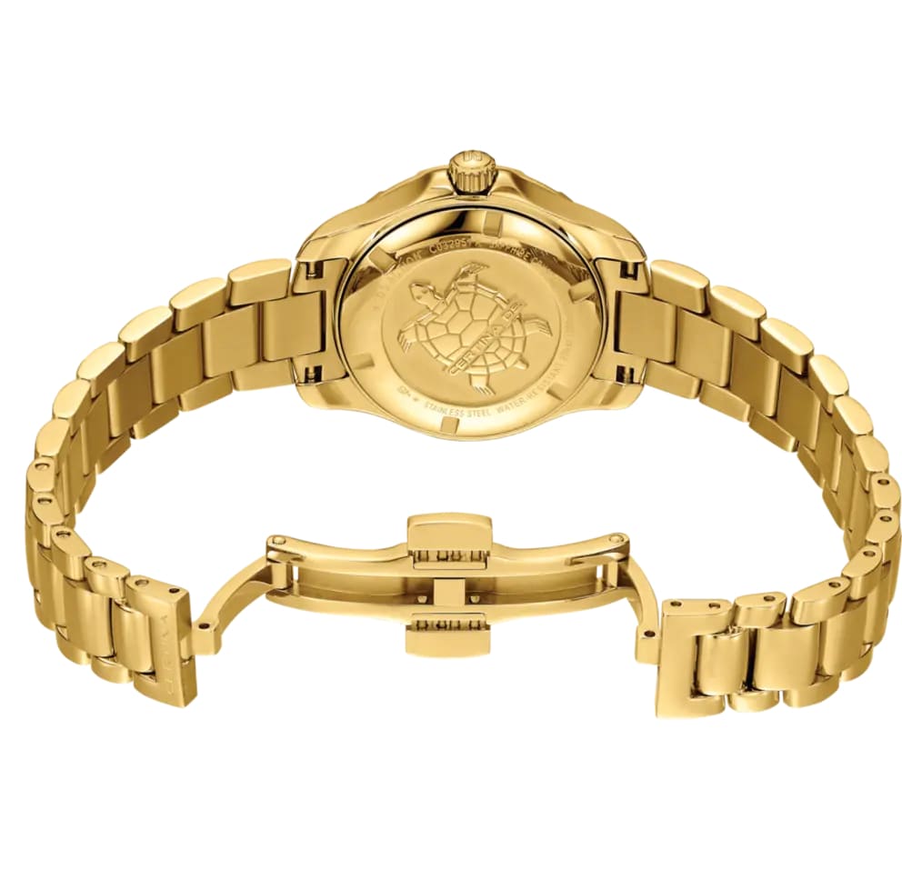 Certina Certina DS Action Lady C032.951.33.361.00 кварцевые женские часы часы крупный план золотой циферблата