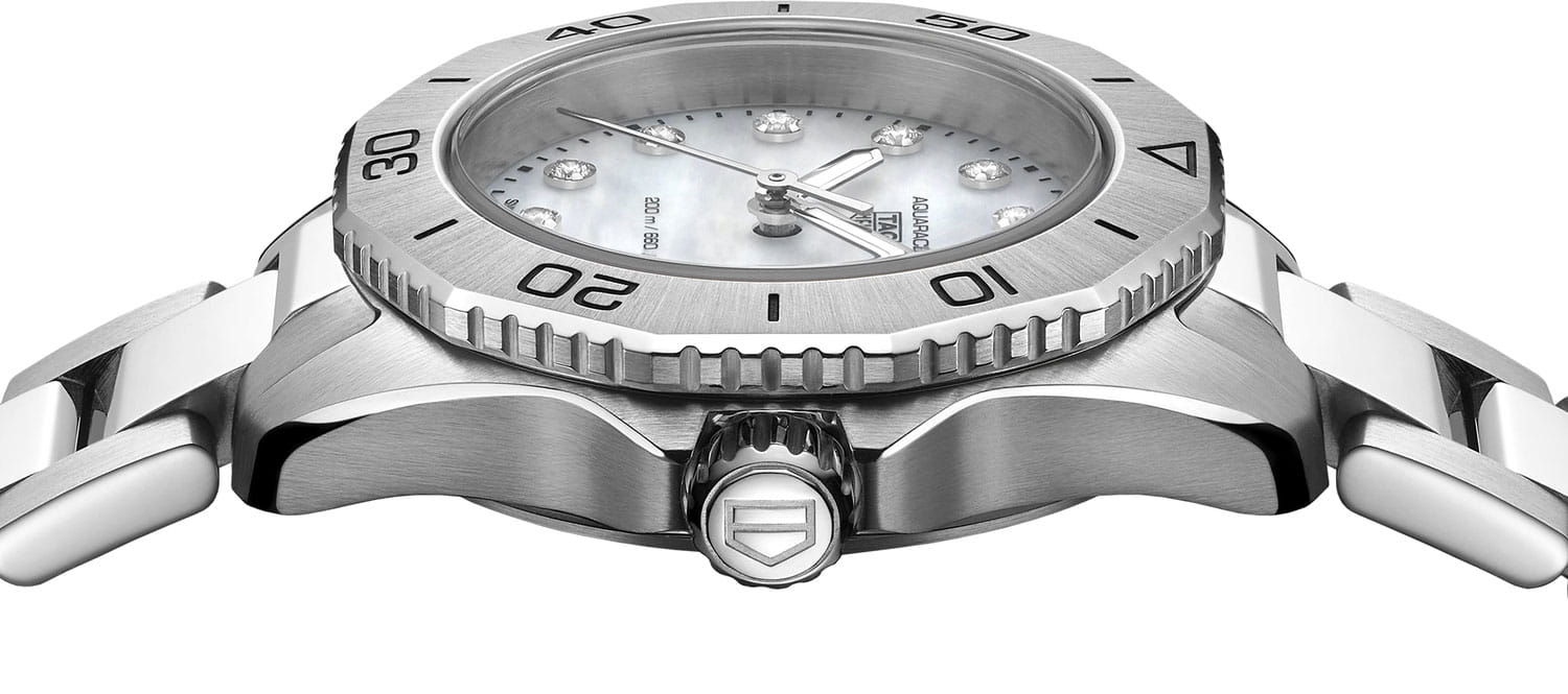 TAG Heuer TAG Heuer Aquaracer Professional 200 WBP1416.BA0622 кварцевые женские часы часы крупный план перламутровый циферблата