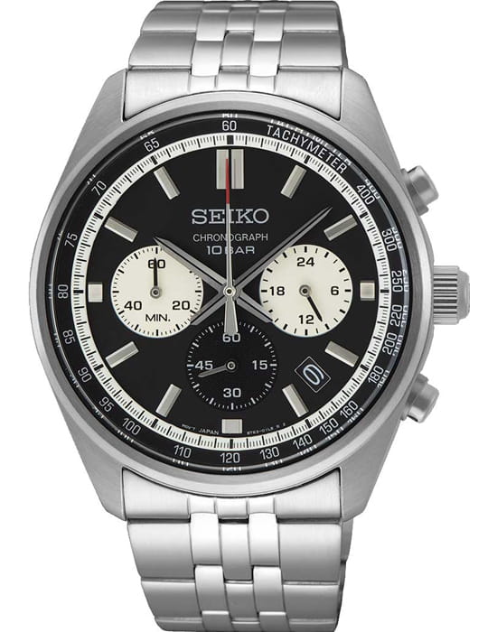 Seiko Seiko SSB429P1  SSB429P1 кварцевые мужские часы черный циферблат, браслет нержавеющая сталь — вид спереди