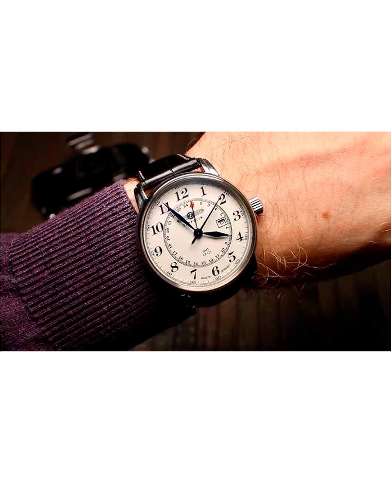 Zeppelin Zeppelin LZ127 Graf Zeppelin 76425,  германия мужские часы на браслете кожаный боковой вид