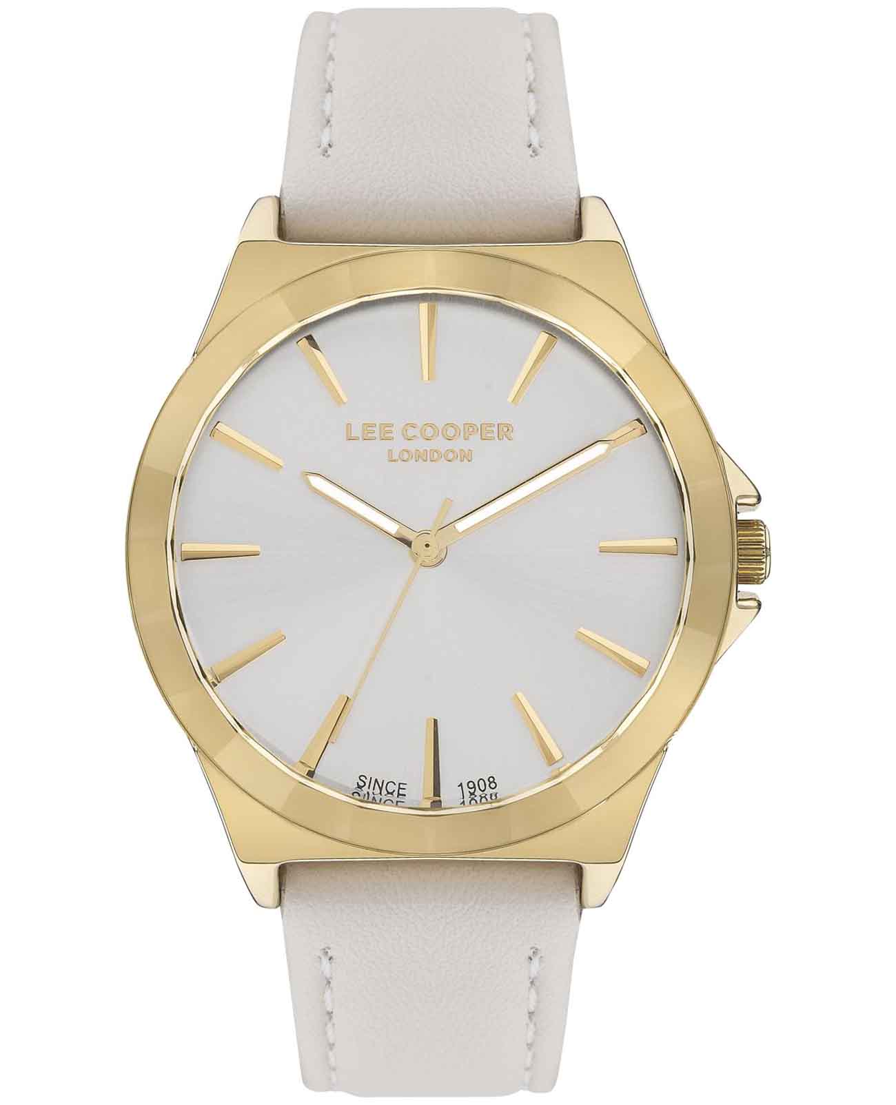 Lee Cooper Lee Cooper LC07347.137  LC07347.137 кварцевые женские часы серебристый циферблат, браслет кожаный — вид спереди